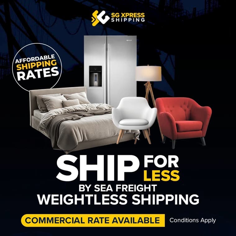 Ship for less by sea freight: weightless shipping, commercial rate available